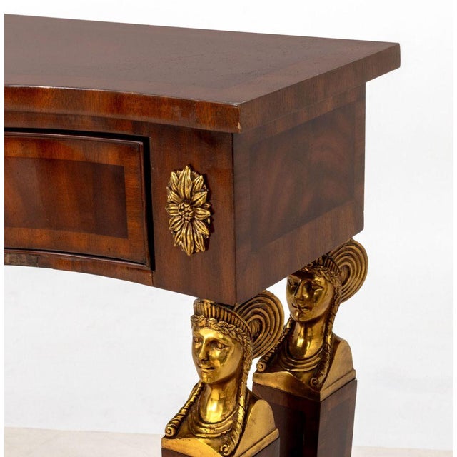 Egyptian Revival Brass Mounted Mahogany Console For Sale - Image 4 of 10