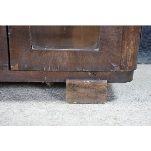 Antique Art Deco Mahogany Curio Cabinet Bookcase Console 42" For Sale - Image 9 of 18