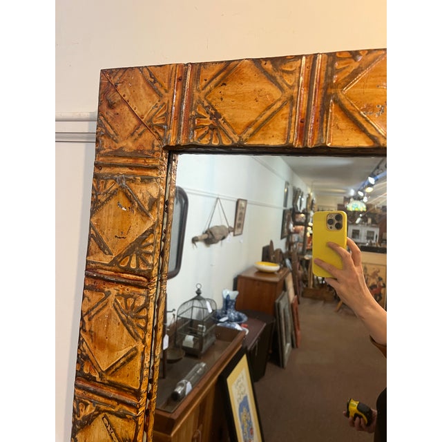 2020s Ogt Recycled Tin Ceiling Tile Mirror For Sale - Image 5 of 8
