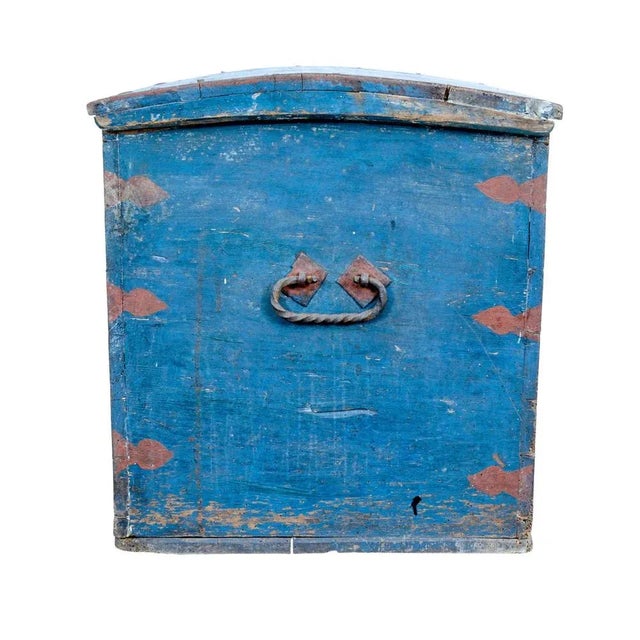 Wood Mid 19th Century Swedish Folk Art Hand Painted Pine Coffer For Sale - Image 7 of 9