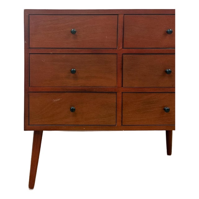 MCM Style Six Drawer Chest, Mid Century Modern Wood Storage For Sale