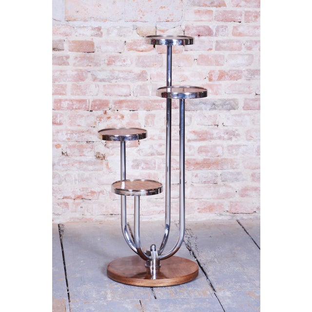 Brown Bauhaus Flower Stand attributed to J. Halabala for Up Závody, Czech, 1930s For Sale - Image 8 of 10