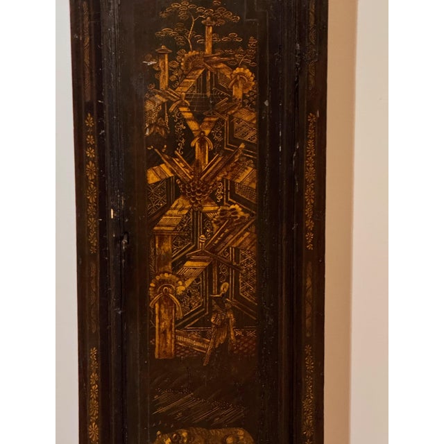 Black Late 18th Century English Black Japanned Tall Case Clock For Sale - Image 8 of 15