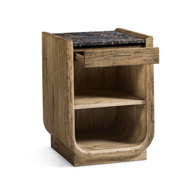 Rustic Rustic Modern Wood Nightstand with Marble Top For Sale - Image 3 of 9