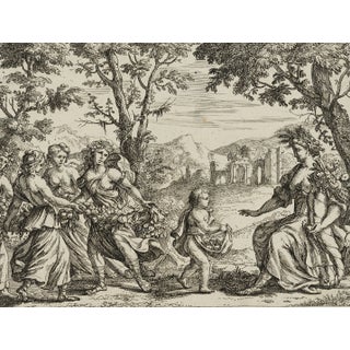 J. Meyer, Sitting Ceres With Cornucopia, Allegory of Fertility, 17th-Century, Etching For Sale