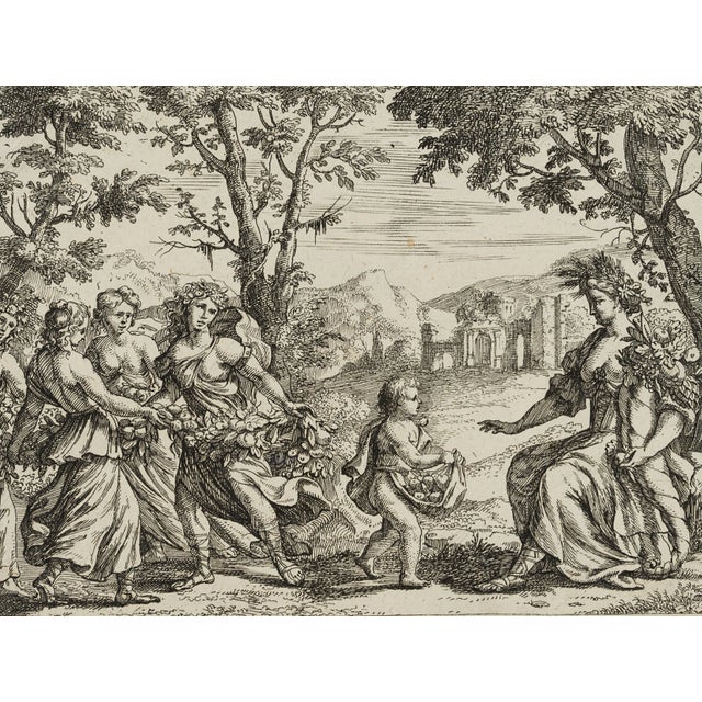 J. Meyer, Sitting Ceres With Cornucopia, Allegory of Fertility, 17th-Century, Etching For Sale