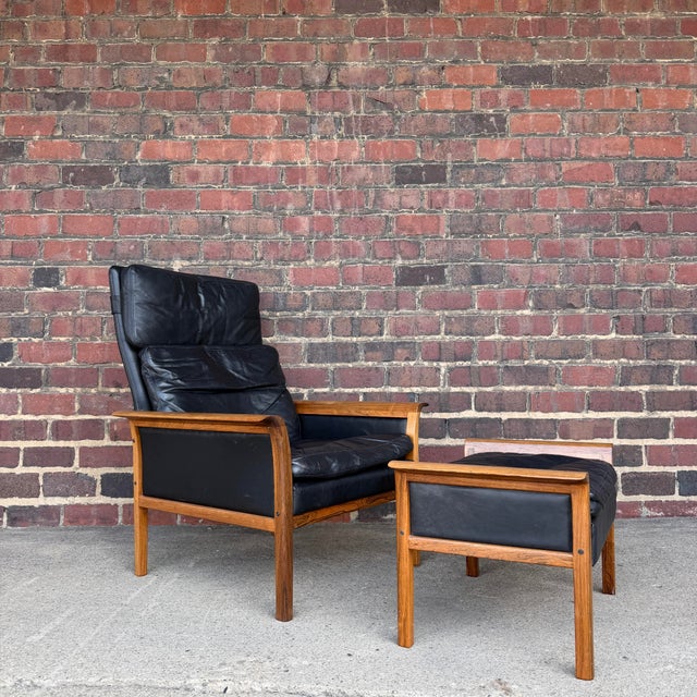 Mid-Century Modern Knud Sæter Mid-Century Rosewood and Black Leather Lounge Chair and Ottoman For Sale - Image 3 of 12