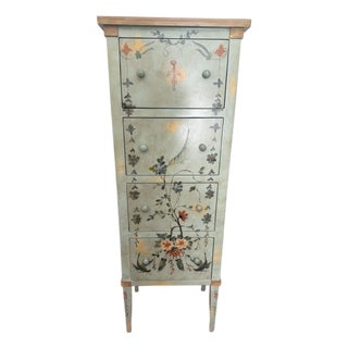 Late 20th Century Green Painted Tall Cabinet.with Four Drawers For Sale