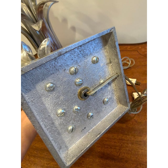 Vintage 1970s Aluminum Tropical Leaf/Palm Table Lamps - a Pair For Sale - Image 10 of 10