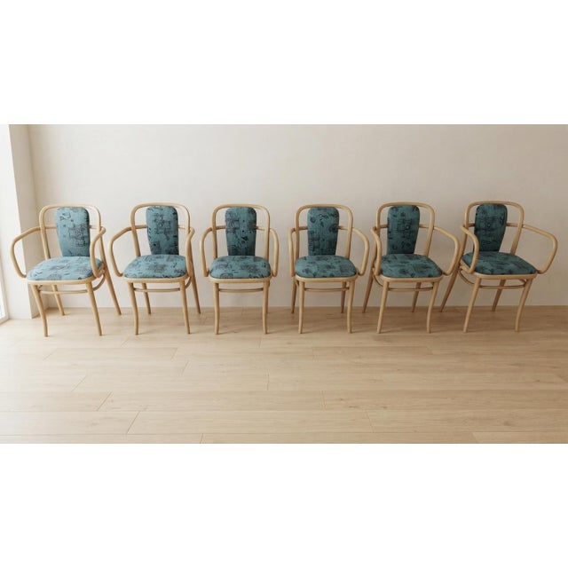 A set of six elegant bentwood armchairs model a 811, designed by josef hoffmann for later produced by ton in bystřice pod...