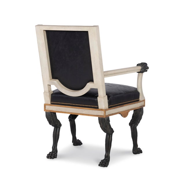 2020s Tara Shaw for Century Furniture Robert Arm Chair - Black Leather For Sale - Image 5 of 6