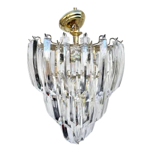 Vintage Mid Century Modern Large Three-Tier Lucite Chandelier