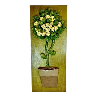1970s Vintage Boho Chic Folk Art Paper Mache’ Flora Tree Wall Sculpture For Sale