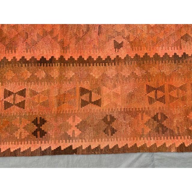 Vintage Overdyed Medallion Kilim Rug, Handwoven Wool, 6x10, Terracotta For Sale - Image 6 of 12