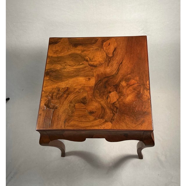 Wood Vintage Italian Patchwork Olive Burlwood Louis XV Style End Table With 1 Drawer For Sale - Image 7 of 12