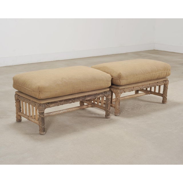 Set of Six Rattan Lounge Chairs & Two Ottomans by Danny Ho Fong For Sale - Image 17 of 18