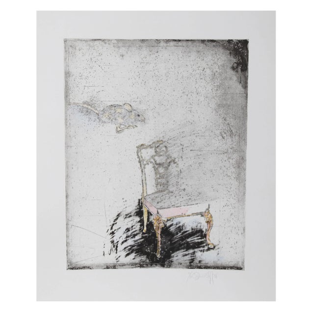 Donald Saff - Mouse & Chair (Color) Aquatint For Sale