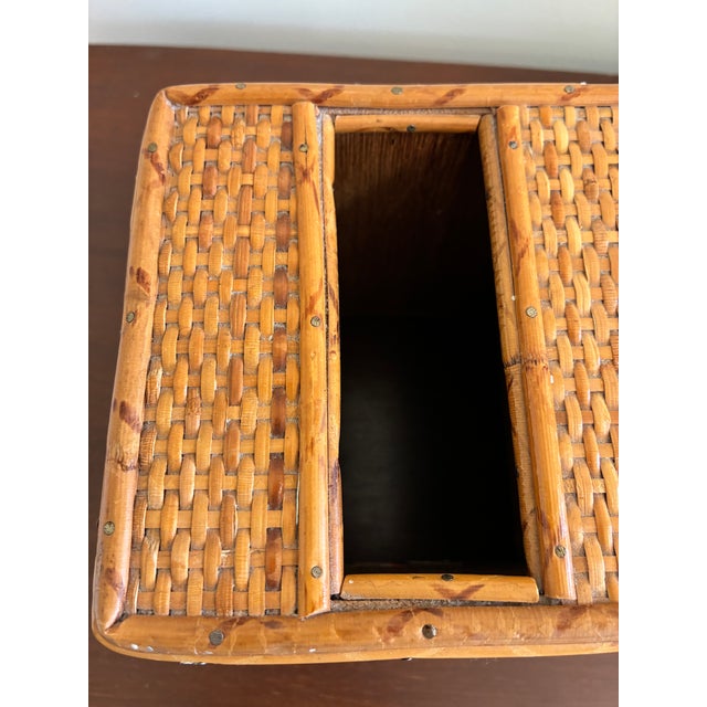 Vintage Woven Bamboo Rattan Tissue Box Cover For Sale - Image 10 of 10
