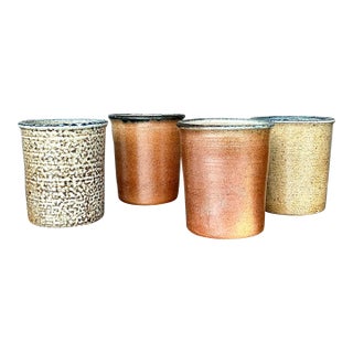 Vintage Boho Original Studio Pottery Cups - Set of 4 For Sale