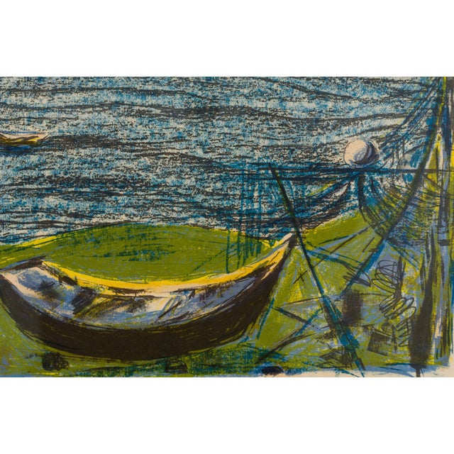 Mid-Century Modern Else Jensen, Danish Coastal Fishermen and Boats 209/275, 1960s, Lithograph For Sale - Image 3 of 12