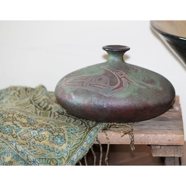 This is a beautiful Raku pottery vase, hand thrown and signed by renowned artist Stephan Roy. Introduced to ceramics at...