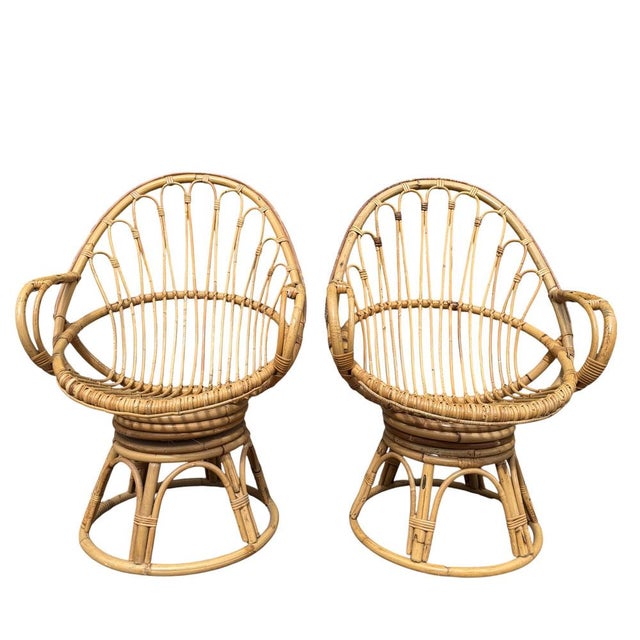 Rattan Egg Chairs, 1960s, France, Set of 2 For Sale - Image 4 of 16