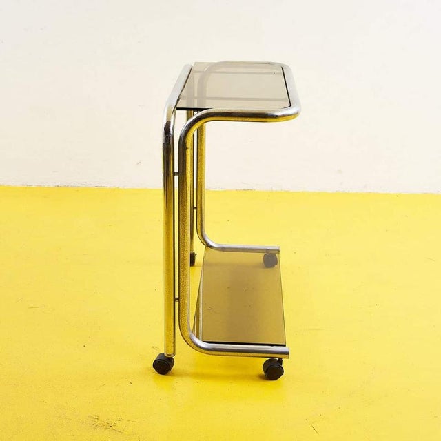 Vintage Trolley in Chrome and Metal For Sale - Image 6 of 7