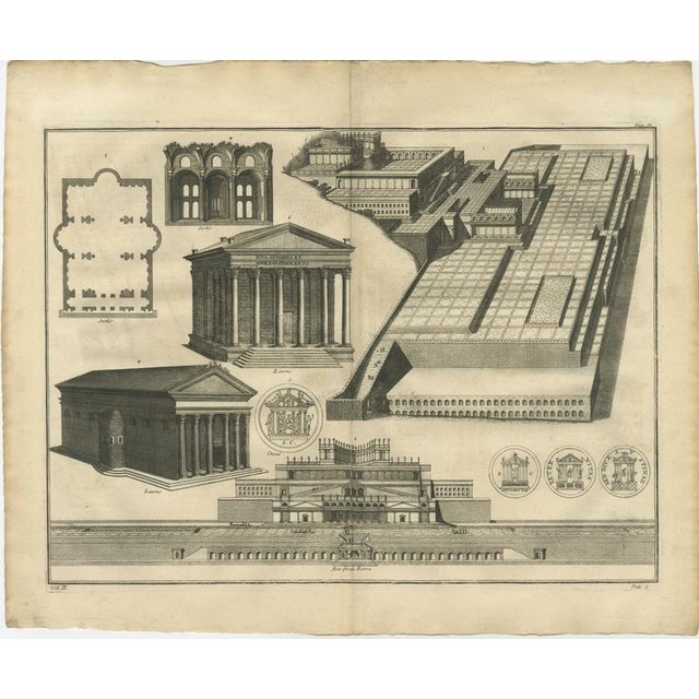 Antique Roman Temple Architecture & Archaeological Plan – Montfaucon, 1721 An impressive and highly detailed 18th-century...