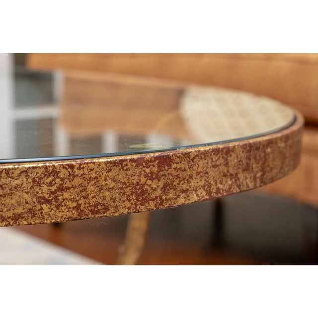 Late 20th Century Vintage Gilt Iron and Glass-Top Oval Cocktail Table For Sale - Image 4 of 9
