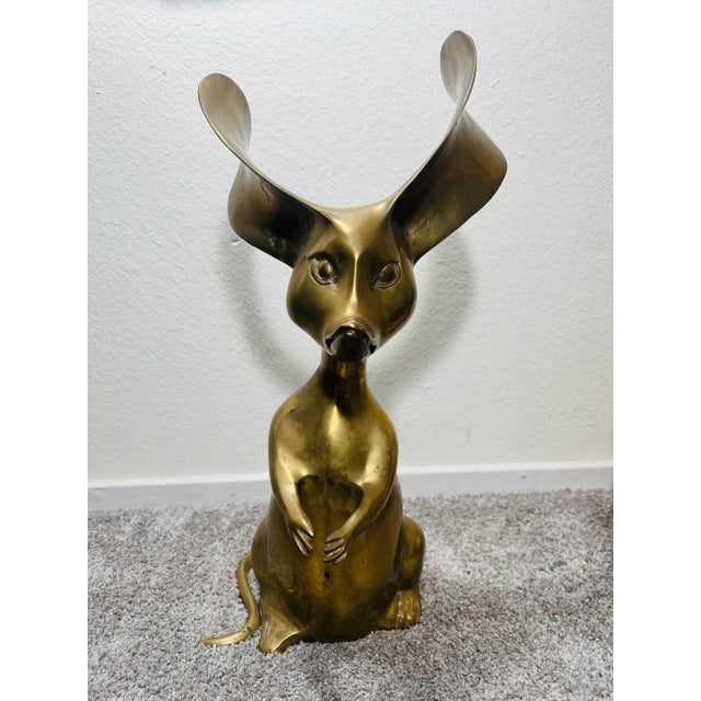 Mid Century Vintage Large Brass Mouse Shrew For Sale - Image 10 of 10