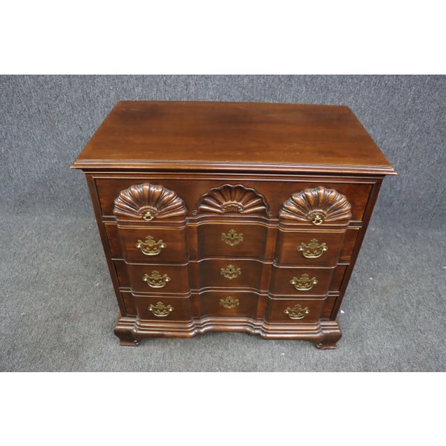 Drexel Drexel Cherry Chippendale Blockfront Shell Carved Chest For Sale - Image 4 of 10