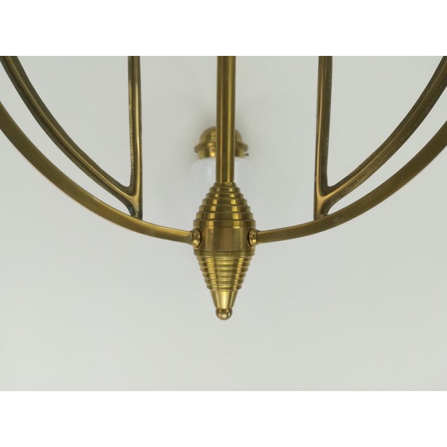 Metal Art Deco Opal Screen Chandelier from Wiener Werkstätte, 1920s For Sale - Image 7 of 10