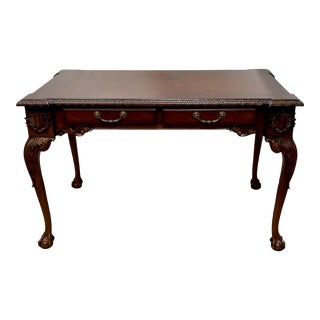 Vintage Traditional Regency Style Mahogany Ball & Claw Foot Writing Desk For Sale