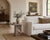 Cut from a single slab of Fior di Pesco marble, this vintage side table wears the stone's signature grey ground and soft...