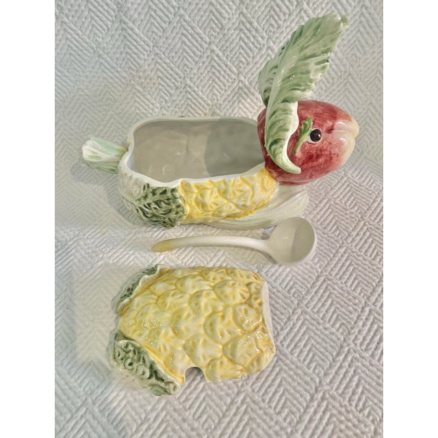 Ceramic 2006 Vietri Italy Bunny “Botanical Animals Collection” Rabbit Tureen With Lid and Ladle For Sale - Image 7 of 12