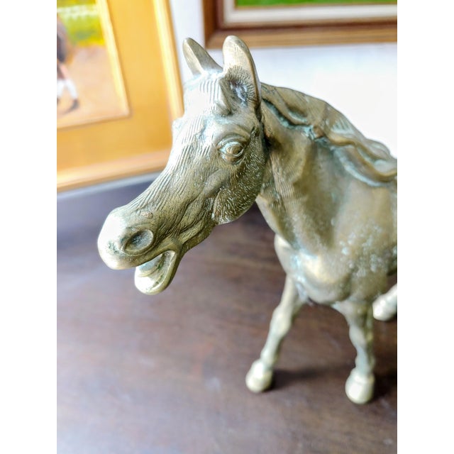 Vintage Brass Horse Sculpture For Sale - Image 4 of 7