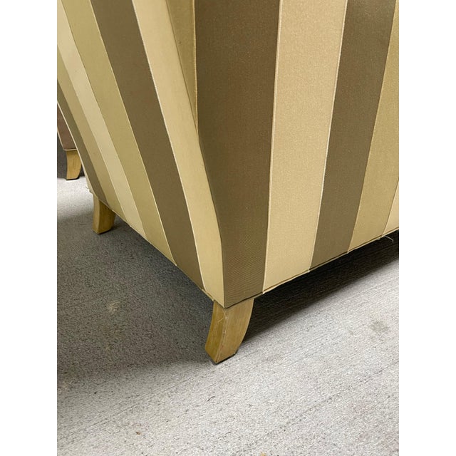 Textile Pair of Tailored Club Chairs Upholstered in a Stripe Fabric, 21st Century For Sale - Image 7 of 8