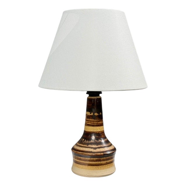1970s Per Engstrom, Small Table Lamp, Beige Ceramic, Denmark For Sale