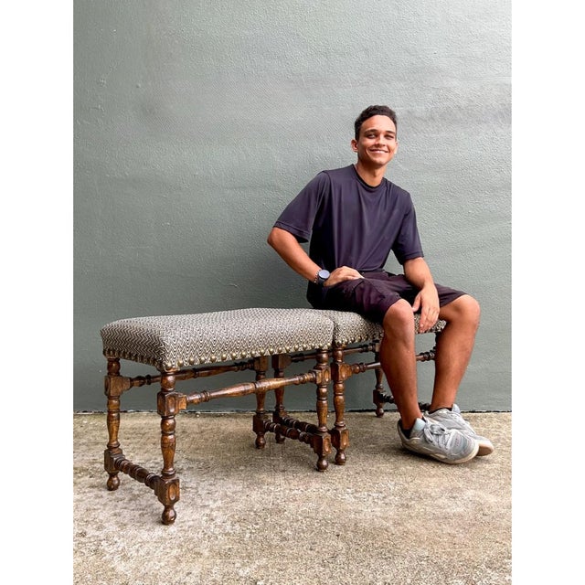 Vintage Lewis Mittman Nailhead Low Stools - A Pair For Sale - Image 11 of 12