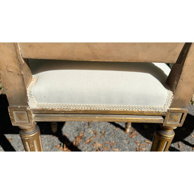 Pair of Mid-20th Century Louis XVI Style Giltwood Side Chairs With Cream Linen Upholstery For Sale - Image 16 of 16