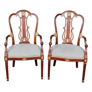 English Regency Lyre Back Gilded Armchairs, a Pair For Sale