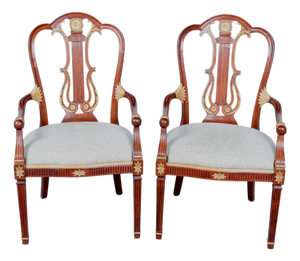 English Regency Lyre Back Gilded Armchairs, a Pair