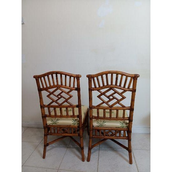 Vintage Dining Chair Chippendale Tommy Bahama Style Bamboo Rattan Set of Two Style: Tropical Color: Brown Dimensions: 19"...