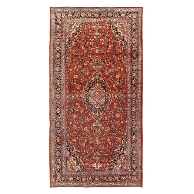1920s Vintage Hand Knotted Persian Gazvin Rug 8'11'' X 17'2'' For Sale - Image 4 of 4
