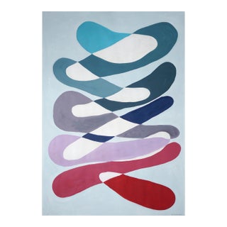 2026, Mid Century Modern Painting in Pastel Gray, Floating While Falling, Acrylic Paint on Watercolor Paper by Ryan Rivaddeneyra For Sale