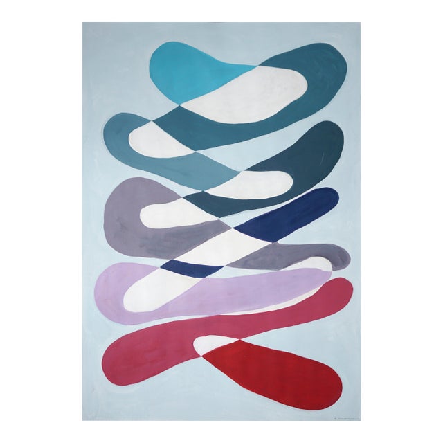 2026, Mid Century Modern Painting in Pastel Gray, Floating While Falling, Acrylic Paint on Watercolor Paper by Ryan Rivaddeneyra For Sale