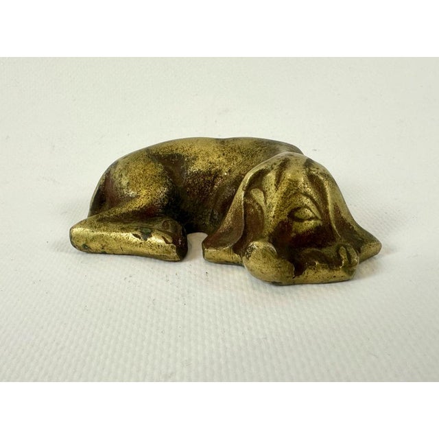 Metal Art Deco Brass Sleeping Dog Figurine from Küster-Perry, 1930s For Sale - Image 7 of 7