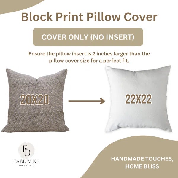 Not Yet Made - Made To Order Fabdivine Modern Boho Block Print Pillow Cushion Cover 26x26 Inch- Gul Mohar For Sale - Image 5 of 5