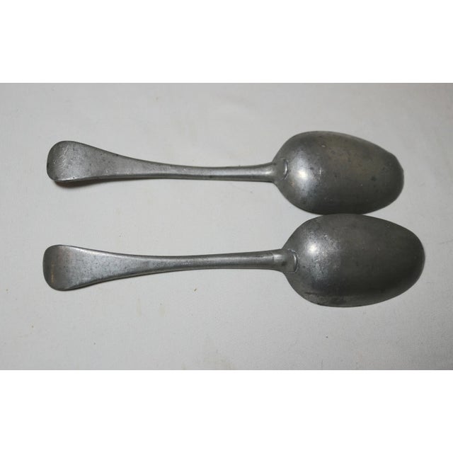 Large Rare Pair Antique 18th Century Dutch Solid Heavy Cast Pewter Spoon 1700's For Sale In New York - Image 6 of 10