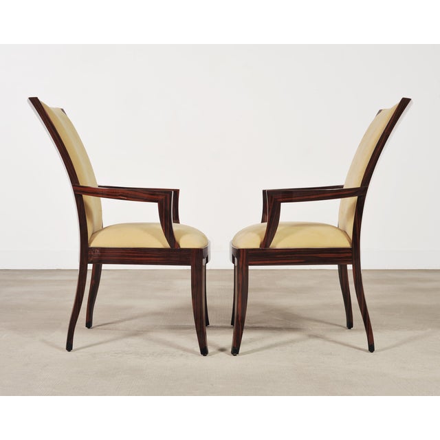 Set of Eight French Art Deco Style Macassar Ebony Dining Chairs For Sale - Image 9 of 18
